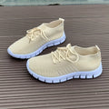 Women's Mesh Breathable Running Shoes, Solid Color Lace Up Front Summer Walking Shoes, Flying Woven Casual Sneakers Lady T Fashions