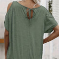 Women's Solid Color Off Shoulder Split Sleeve Round Neck Loose T-shirt Lady T Fashions