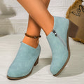 Chunky Heel Round Toe Ankle Boots With Side Zipper Design Fashion Fall Winter Short Boots For Women Shoes Lady T Fashions