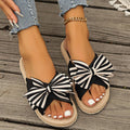 One-word Women's Slippers Hemp Rope Straw Woven Summer New Outdoor Stripes Lady T Fashions