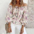 Womens Summer Off Shoulder Blouse Floral Print Ruffle Sleeve Casual Chiffon Tops Shirts Lady T Fashions