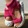 Women's Knitted Platform Sandals with Thick Cushioned Midsole - Adjustable Back Strap, Open-Toe Summer Shoes, Breathable Fabric Upper & TPR Sole for Casual Outings, Beach, Student Fashion, Ladies Sandals Lady T Fashions