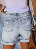 Womens Mid-High Rise Ripped Jean Shorts Distressed Stretchy Denim Shorts Lady T Fashions