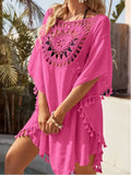 Women's Crochet Lace Tassel Beach Cover-Up Dress Lady T Fashions