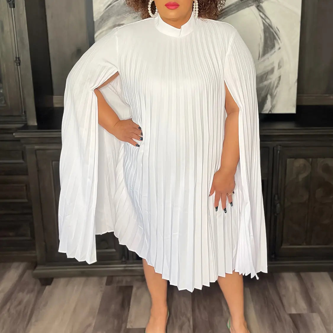 Cape Loose Pleated Plus Size African Dress Lady T Fashions