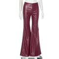 Leather Stitching Tight Flared Pants Lady T Fashions