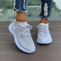 Women's Mesh Breathable Running Shoes, Solid Color Lace Up Front Summer Walking Shoes, Flying Woven Casual Sneakers Lady T Fashions