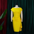 Women's Elegant Ruffle Sleeveless Bodycon Formal Party Cocktail Pencil Midi Dress Lady T Fashions