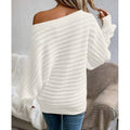 Women's Off Shoulder Sweater Batwing Sleeve Pullover Top Fall Casual Loose Knit Long Sleeve Lady T Fashions