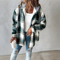 Women's Plaid Drawstring Hoodie Long Sleeve Shirt Button Front Casual Tops Spring&Fall Fashion Minimalist Style Lady T Fashions