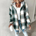 Women's Plaid Drawstring Hoodie Long Sleeve Shirt Button Front Casual Tops Spring&Fall Fashion Minimalist Style Lady T Fashions