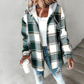 Women's Plaid Hoodie Long Sleeve Jacket Button Drawstring Casual Fall Shirts Shacket With Pocket Lady T Fashions