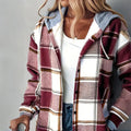 Women's Plaid Drawstring Hoodie Long Sleeve Shirt Button Front Casual Tops Spring&Fall Fashion Minimalist Style Lady T Fashions