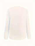 Women's Asymmetric Collar Buckle Solid Color Casual Long Sleeves Top Lady T Fashions