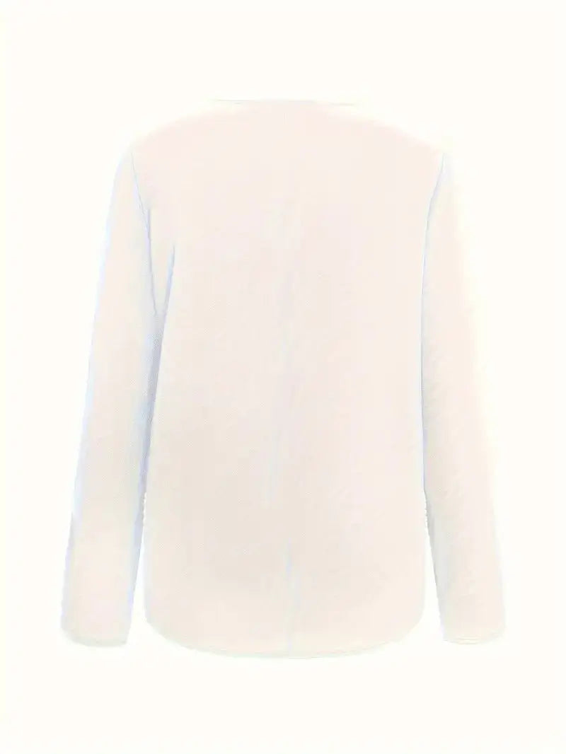 Women's Asymmetric Collar Buckle Solid Color Casual Long Sleeves Top Lady T Fashions