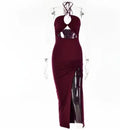 Sexy Halterneck Lace-up Split Dress Summer Y2K Fashion Party Baech Long Dresses For Womens Clotjing Lady T Fashions