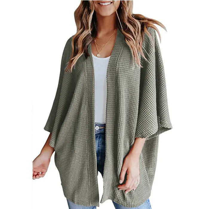 Bat Sleeve Waffle Gerson Women's Cardigan Lady T Fashions