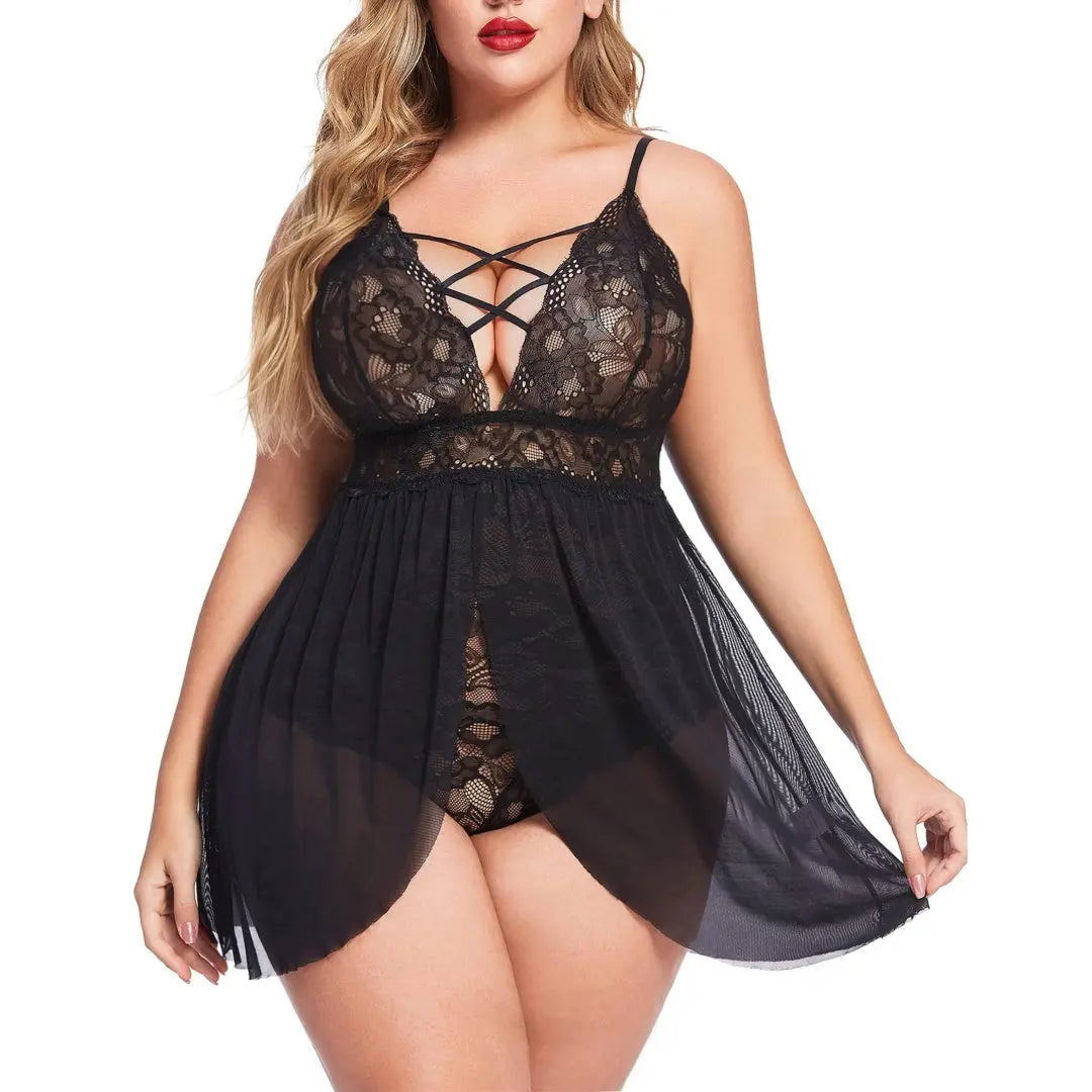 Plus Size Babydoll Womens Snap Crotch Lingerie V NeckLace Nighty Sleepwear Womenswear Comfort BasicMinimalist Spaghetti Strap Lingerie For Women Nightgown Lady T Fashions