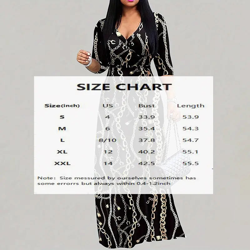 Women's V-Neck Elegant Half-Sleeve Belted Waist Print Maxi Dress For Spring&Summer Dress Lady T Fashions