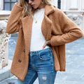 Loose Lapel Fluffy Coat Winter Button Jacket Cardigan Outwear For Women Clothing Lady T Fashions