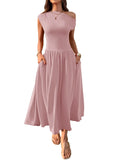 Slant Shoulder Sexy Waist Trimming Long With Pocket Dress Lady T Fashions