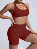 Women's Yoga Workout Set  Sports Bra High-Waist Shorts  Quick-Dry  Breathable Lady T Fashions