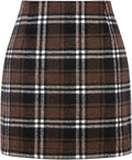 Women's High Waist Plaid Tight Pencil Wool Mini Skirt Lady T Fashions