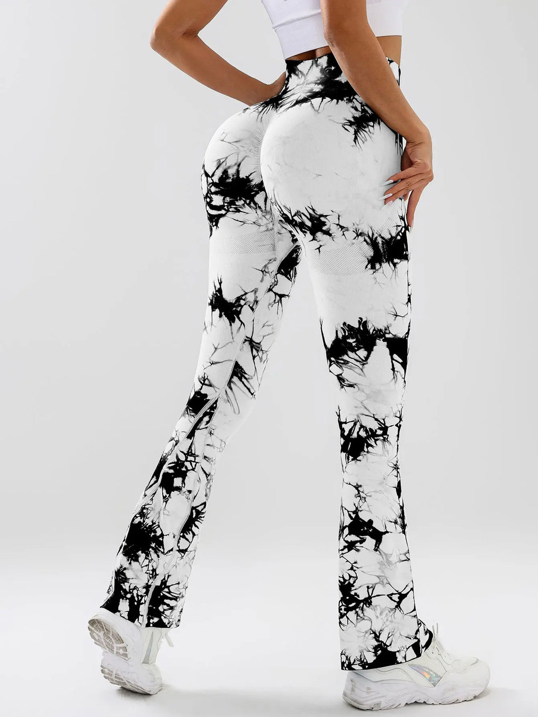High-Waist Tummy Control Flare Yoga Pants For Women, Tie-Dye Stretch Slimming Bootcut Workout Pants, Fitness & Sports Activewear Lady T Fashions