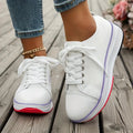 Women's Chunky Canvas Shoes, Non Slip Lace Up Casual Sneakers, Thick Sole Running Sports Shoes Lady T Fashions