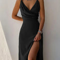 V-neck Slit Sling Dress Summer Fashion Sexy Slim Suspender Dresses For Women Clothing Lady T Fashions