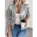 Women's Leopard Print Zip Up Lightweight Bomber Jacket Casual Long Sleeve Outerwear Lady T Fashions