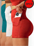 3 Pack Seamless Yoga Shorts - High Waisted Tummy Control, Quick Dry For Gym & Running Lady T Fashions