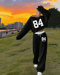 European And American Loose Casual Print Trousers Sweater Suit Lady T Fashions