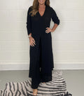 Women's Fashion Simple Solid Color Long Top Long Pants Set Lady T Fashions
