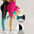 2 Pack Cut Out Ombre Gradient Color Hollow High-waist Butt-lifting Fitness Women's Yoga Pants, Women's High Waist Yoga Pants Cutout Ripped Super Soft And Comfortable Skinny Lady T Fashions