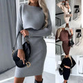 Fashion Solid Color Two-piece Set Woolen Skirt Lady T Fashions