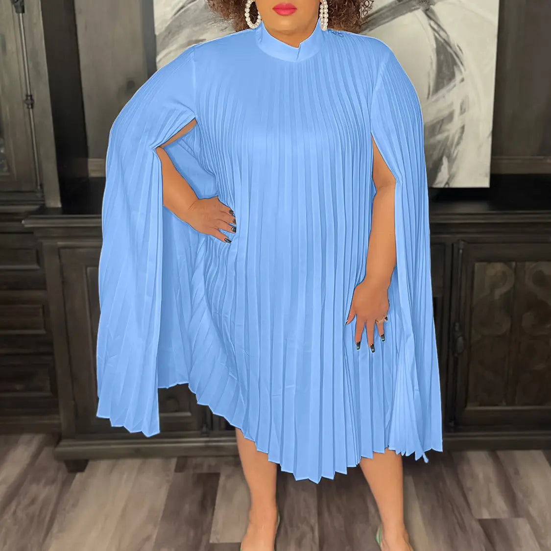 Cape Loose Pleated Plus Size African Dress Lady T Fashions