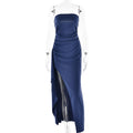 Strapless Split Long Dress Summer Fashion Pleated Bridesmaid Dress For Womens Party Wedding Clothing Lady T Fashions