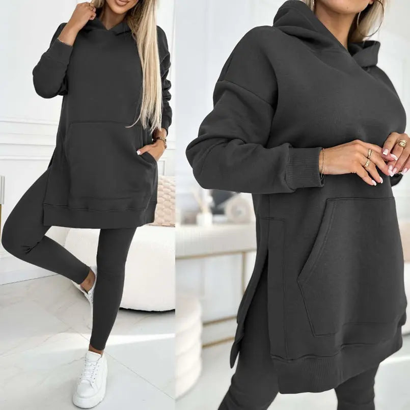 Sports Casual Hooded Sweater Thickened Underwear Leggings Two-piece Suit Lady T Fashions