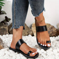 Women's Dark Brown Toe Loop Sandals, Open Round Toe Flat Comfy Fashion Slippers, Women's Indoor & Outdoor Slides Lady T Fashions