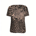 Women's Leopard Print Round Neck T-Shirt - Wild Chic Summer Short Sleeve Top Lady T Fashions