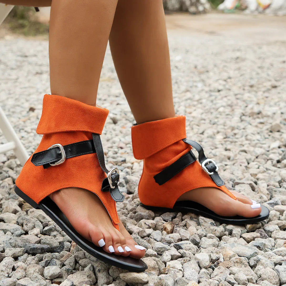 European And American Flip Toe Flat Roman Style Sandals Women Lady T Fashions