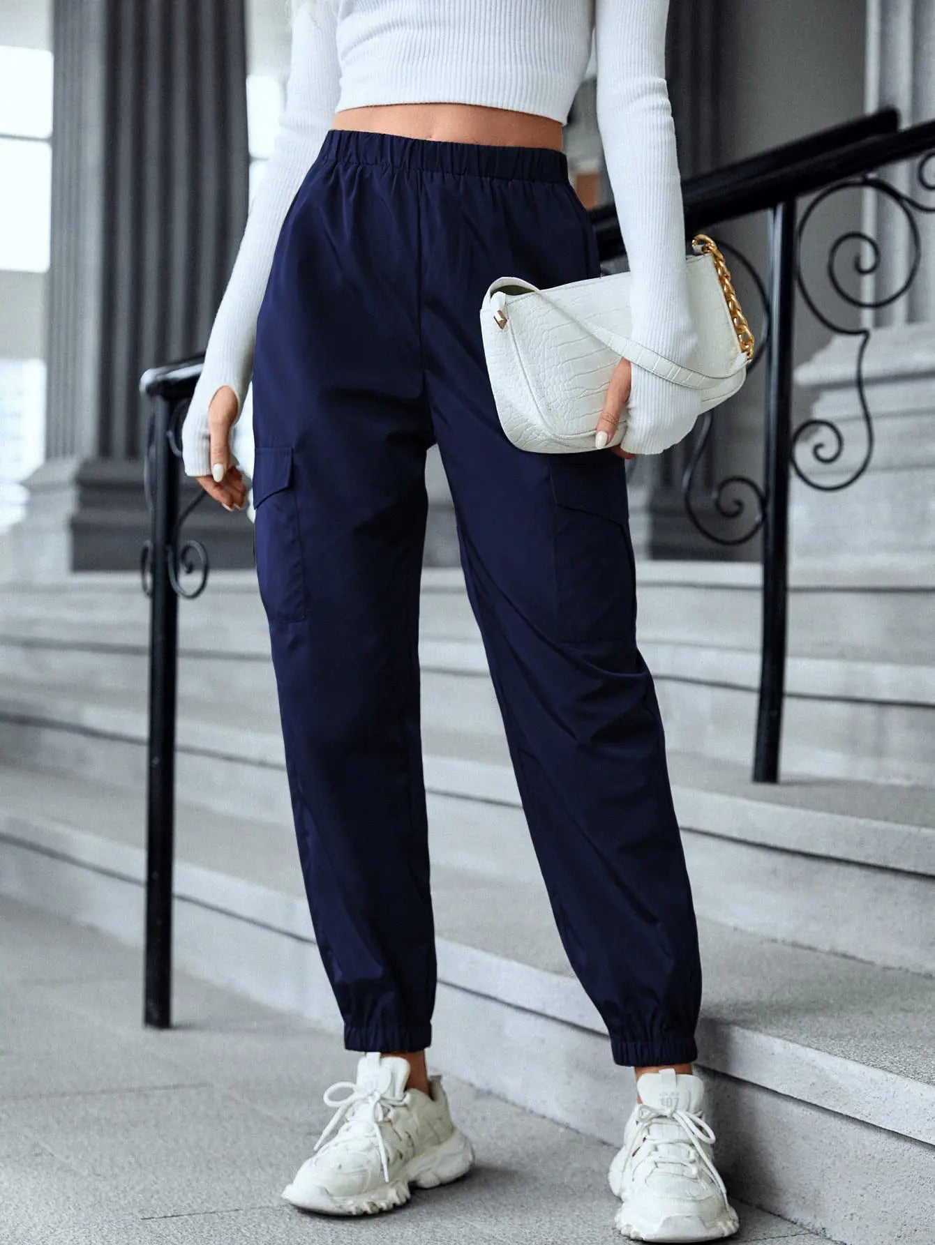 Multi-Color Casual Working Pants Multi-pocket Skinny Pants Lady T Fashions