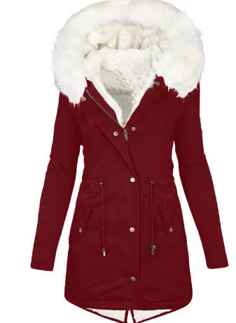 Women's cotton padded jacket with white collar Lady T Fashions