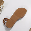 Women's Flat Summer Sandals - Solid Color Open Toe Ankle Strap Shoes, Lightweight Faux Leather - For Beach, Vacation & Casual Wear - Perfect Gift for Women Lady T Fashions