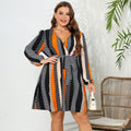 V-neck Lace-up Plus Size Dress Lady T Fashions