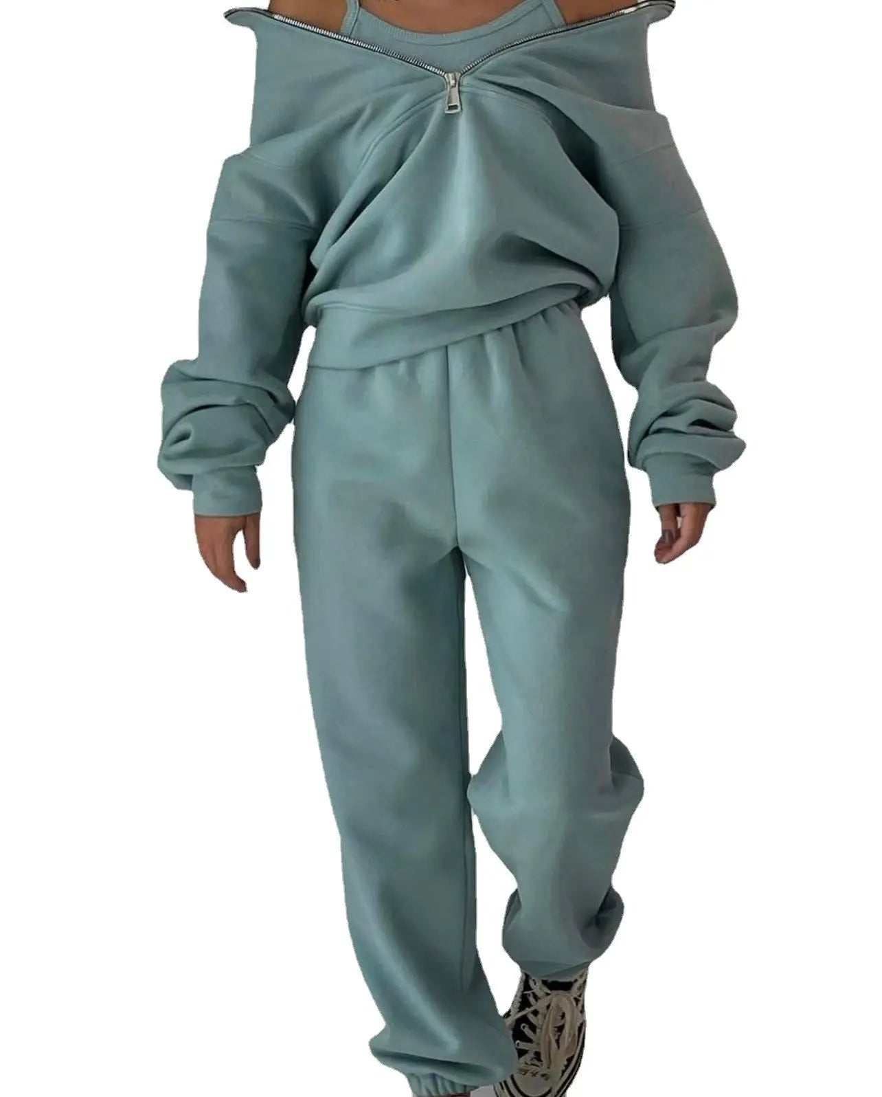 Women's Fashion Fleece Solid Color Sports Casual Suit Lady T Fashions