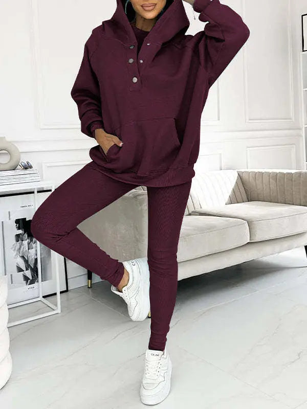 Women's Solid Color Vest Hoodie And Pants Set Lady T Fashions