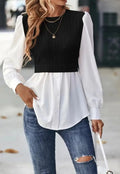 Wavy Stripes Stitching Fashion Temperament Blouse Lady T Fashions