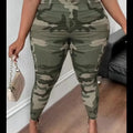 【imitation denim】Plus Size - Stretchy Leggings with a Camouflage Pattern for Plus-Size Women. Lady T Fashions